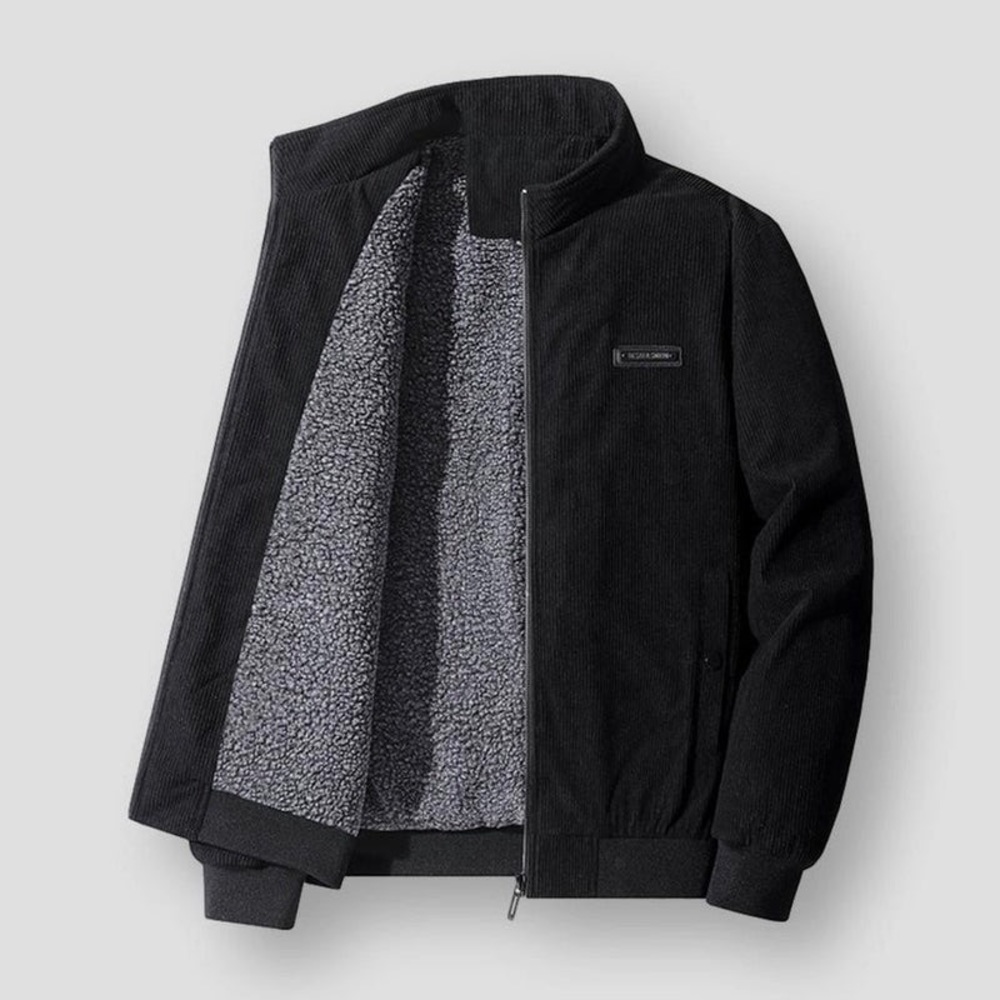 Corduroy Bomber Jacket - Black - M